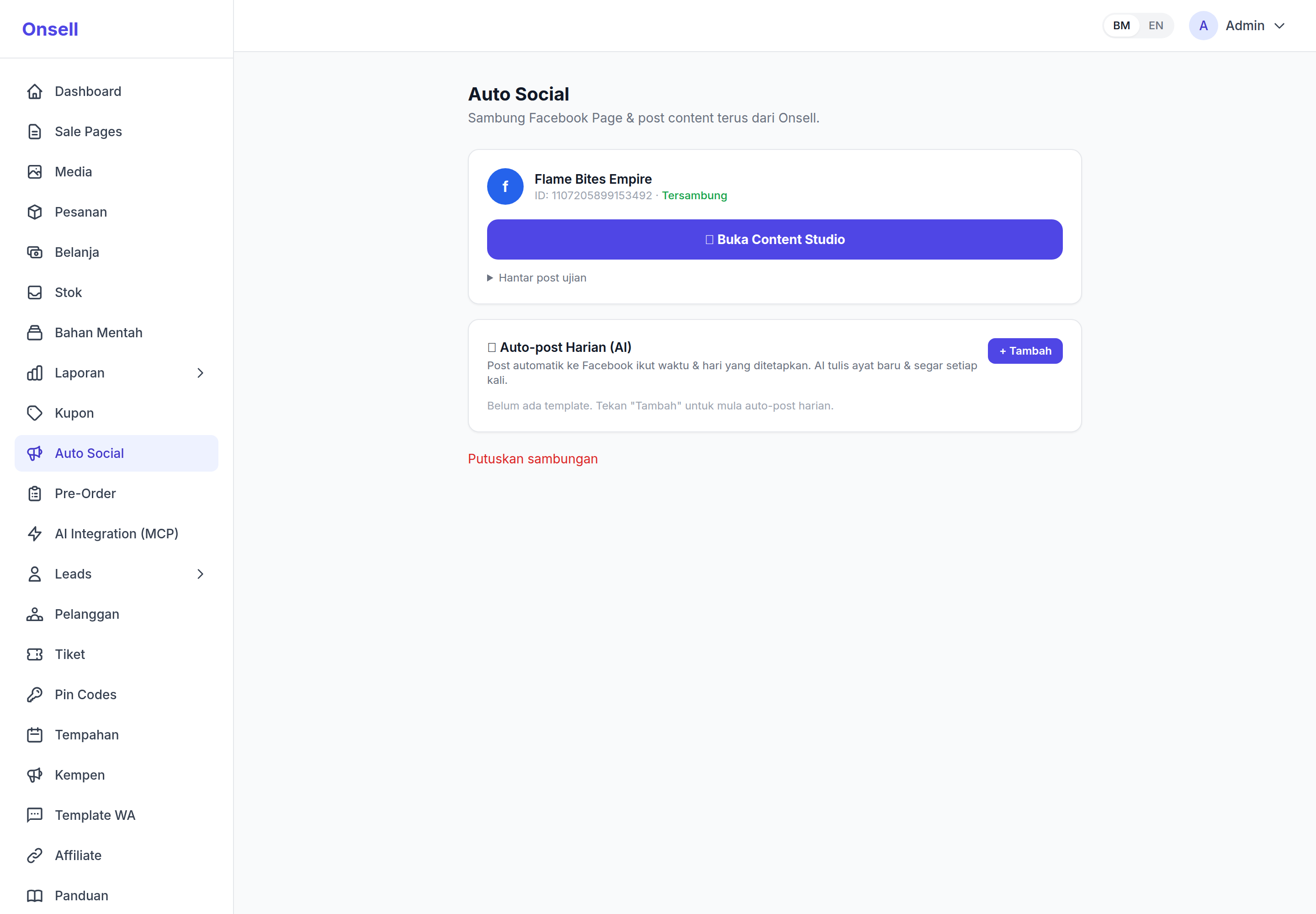 AI tulis & post ke Facebook automatik